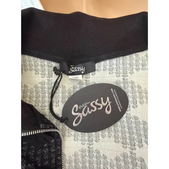 NWT Sassy #12302 Black/Grey Zip Jacquard Jacket #0220 BOUTIQUE Medium - Picture 6 of 9